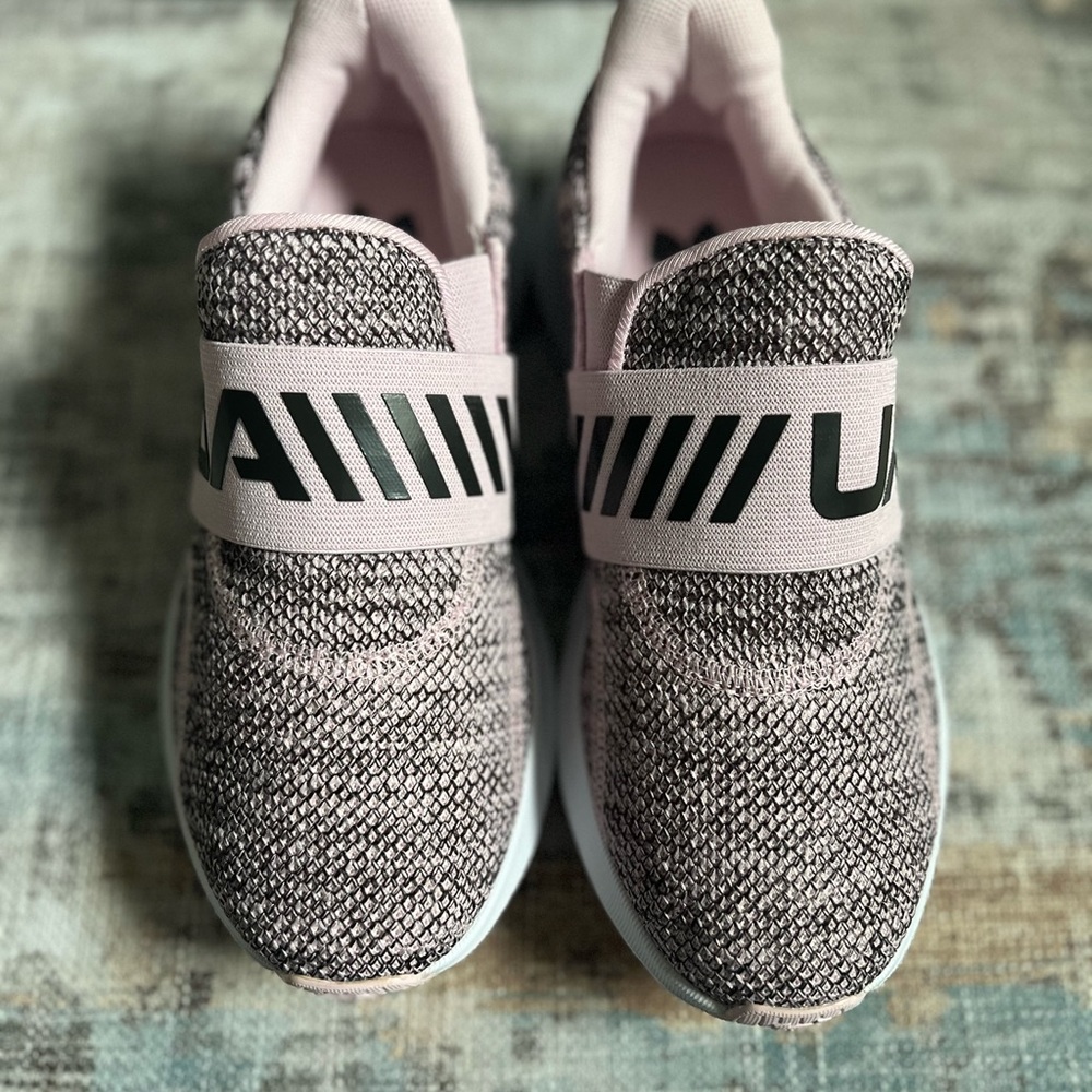 Under Armour Surge 3 slip on Pink and Gray Sneakers Sz 6.5